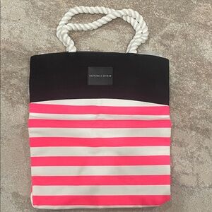 Victoria's Secret Black and Pink Striped Tote
